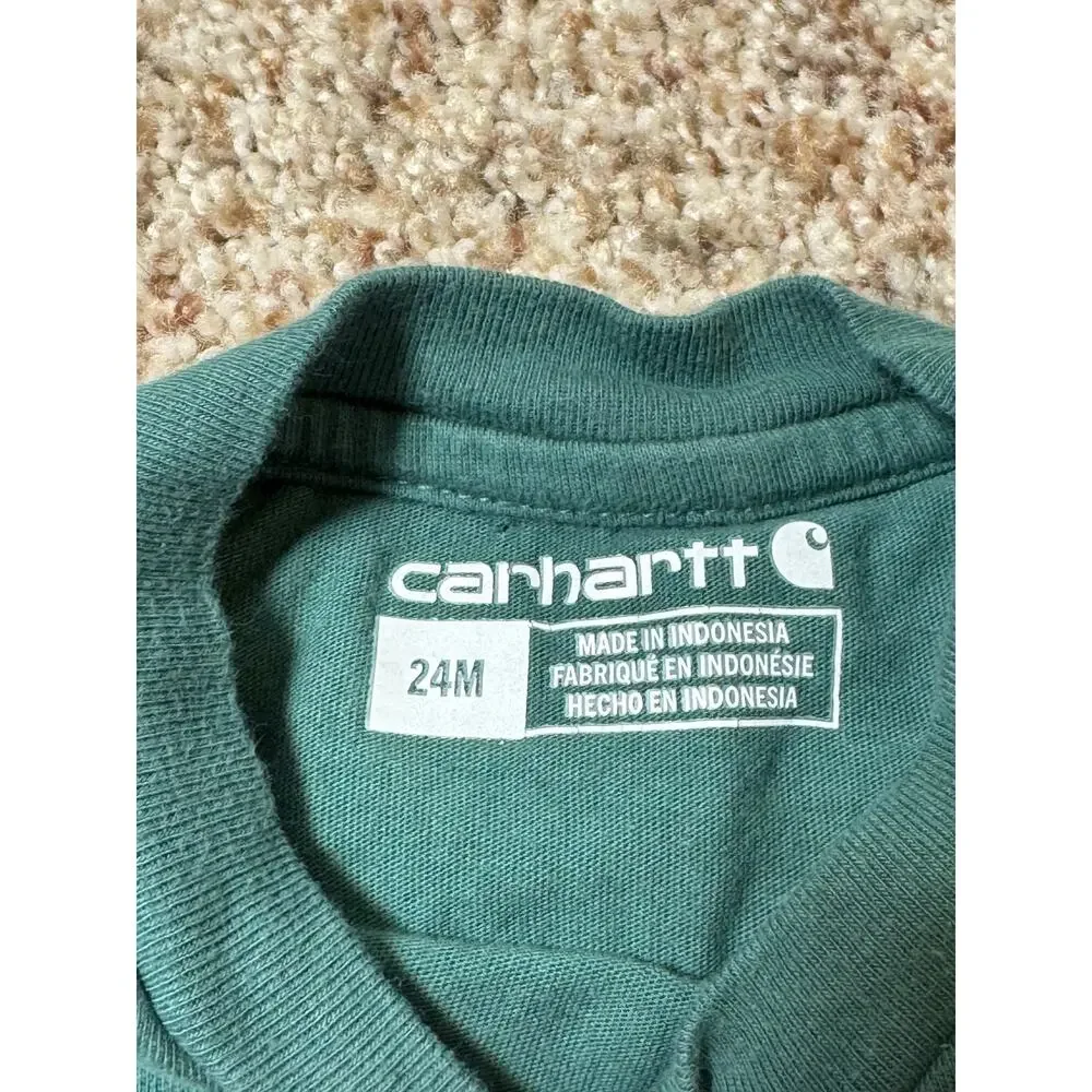 Carhartt Baby Boys Long Sleeve Graphic Bodysuit Lot Green Beige Size 24M